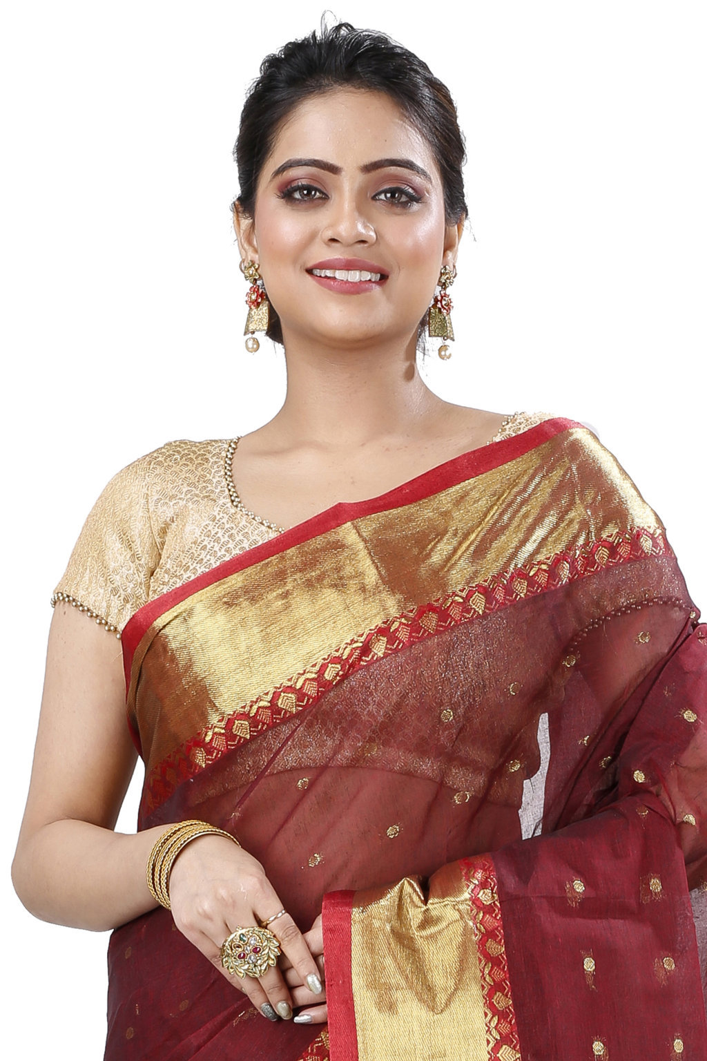 Brown Pure Cotton JoriPar Tant Saree (5173)